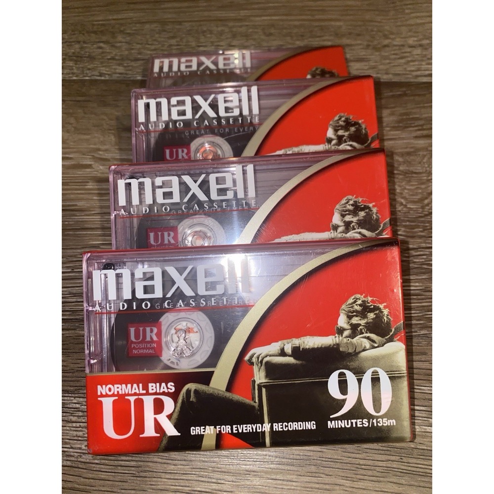 Lot 4 Maxell UR-90 Normal-Bias Cassette Tapes Sealed NEW